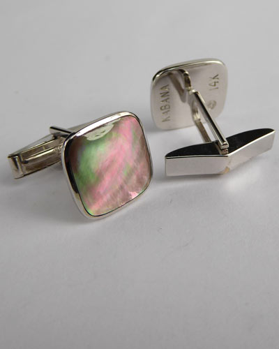 14K Mother of Pearl Cuff Links side