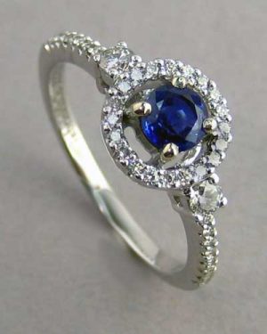 14k Blue Sapphire & Diamond Ring 200-2238