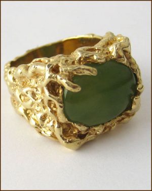 14k Men's Green Jade Ring 880-3997 side