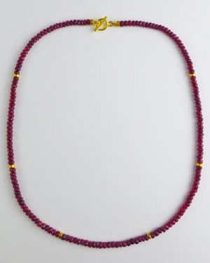 18k Gold Faceted Ruby Necklace B1618