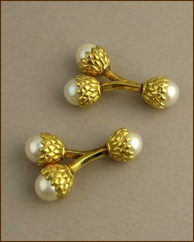 18k Yellow Gold and Pearl Cufflinks large
