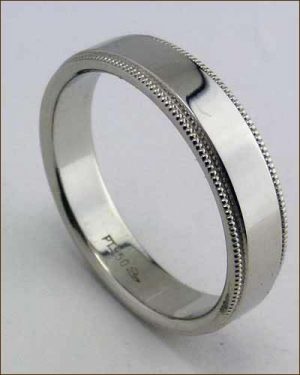 Platinum Men's Band with Milgrain Edge Standing Up