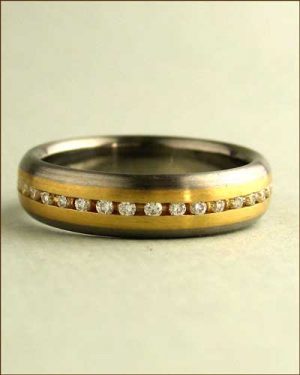 Jerry Spaulding Titanium, 18k Gold and Diamond Band