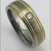 Titanium and 18k Gold Men's Band Standing up