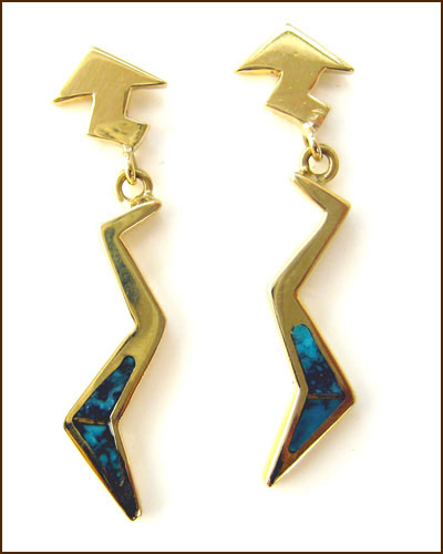 Yellow Gold and Turquoise Earrings