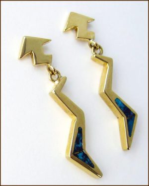 Yellow Gold and Turquoise Earrings