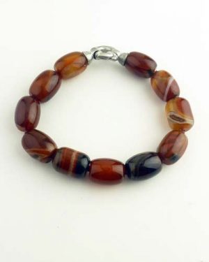 Carnelian Barrel Bracelet 7in 886-6348