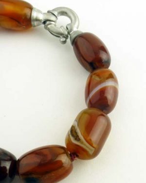 Carnelian Barrel Bracelet 7in 886-6348 detail