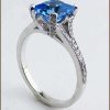 Platinum Diamond Blue Topaz Ring 480-297