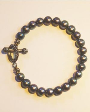 Silver Black Pearl Bracelet B1603