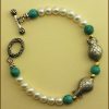 Silver Pearl Turquoise Fish Bracelet 886-7314