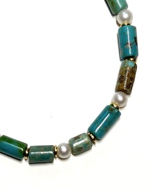 Britta Schömer Silver Turquoise and Pearl Bracelet